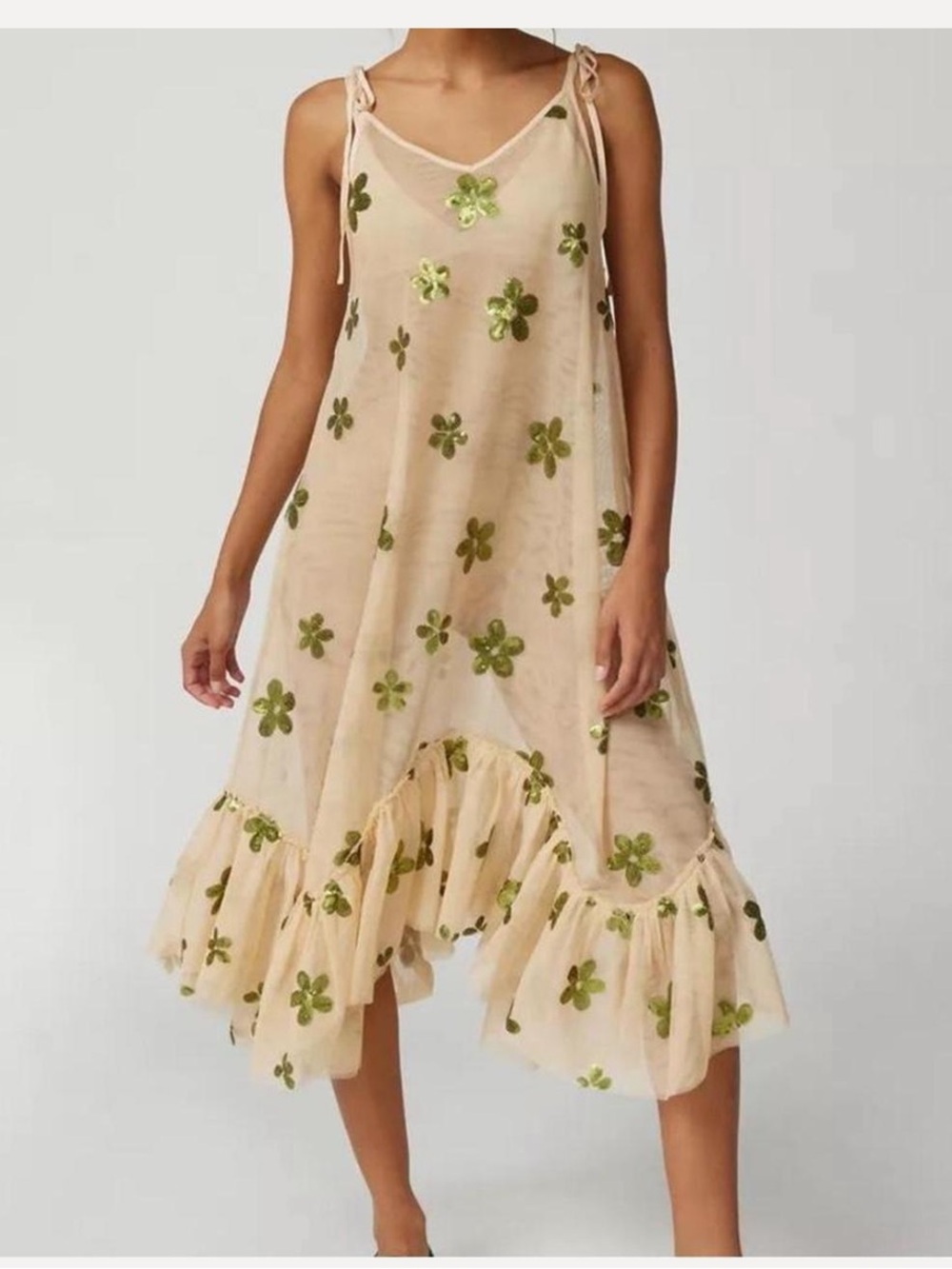 Urban Outfitters UO Everly sheer mesh dress S boho festive Whimsygoth fairycore